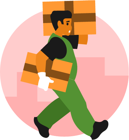 Warehouse Worker Transporting Boxes