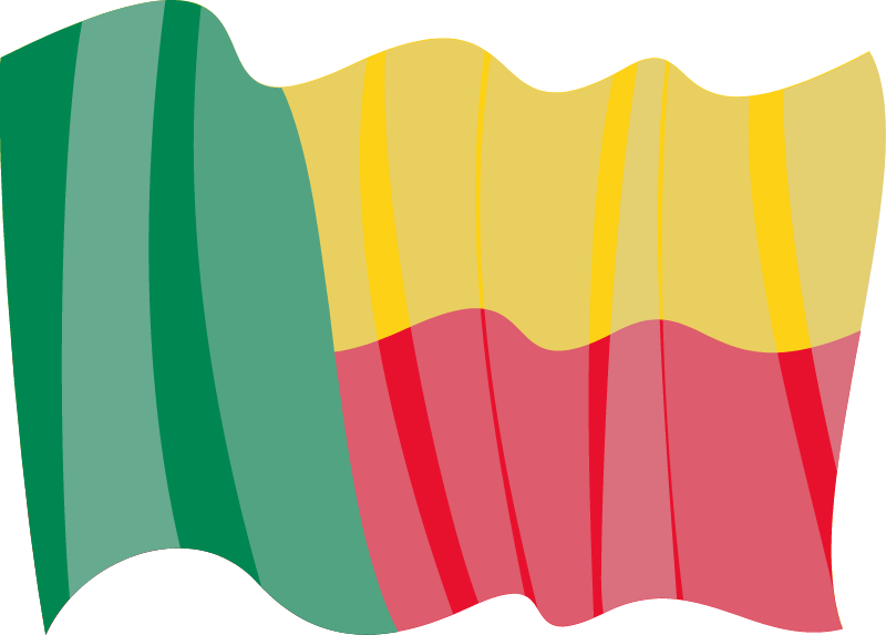 Waving Benin Republic Flag