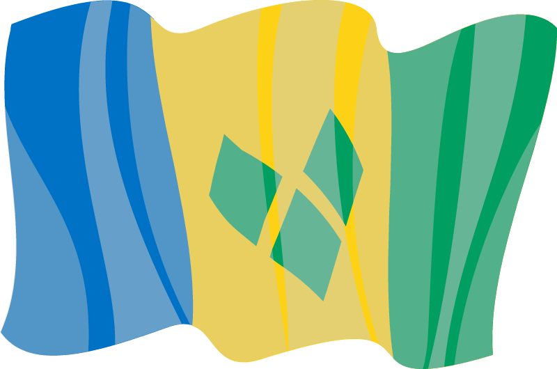 Waving flag of Saint Vincent and the Grenadines