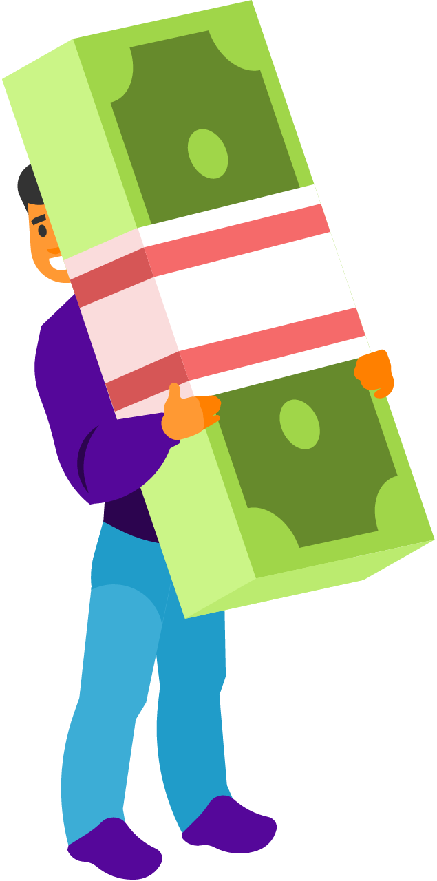 Wealthy Man Holding Stacks of Cash