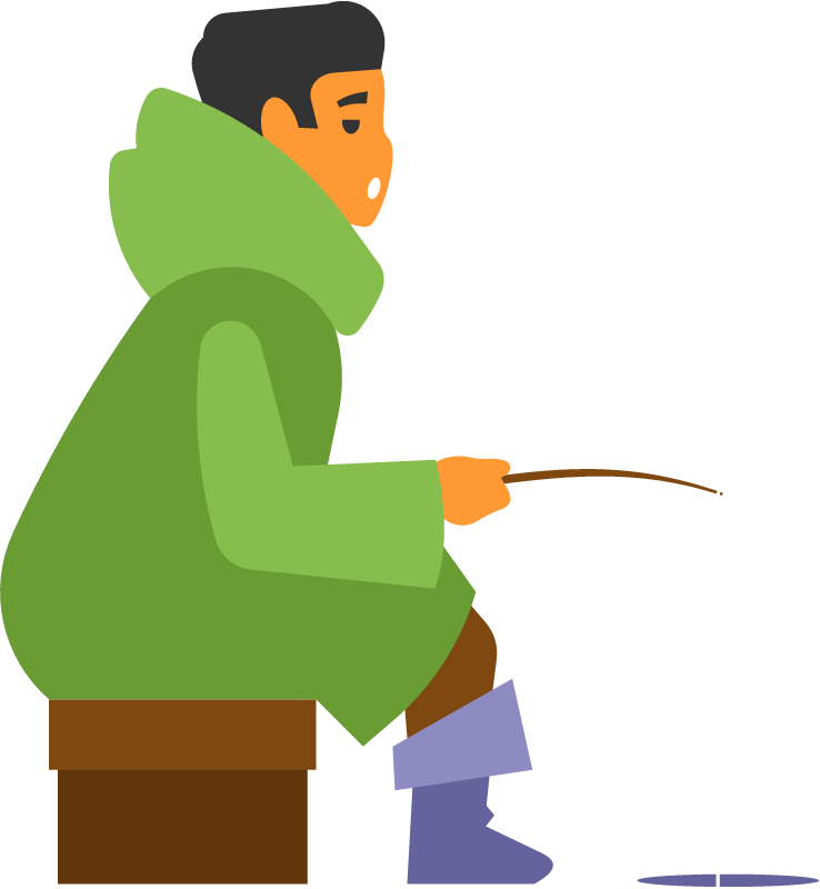 Winter Fishing Through Ice Hole