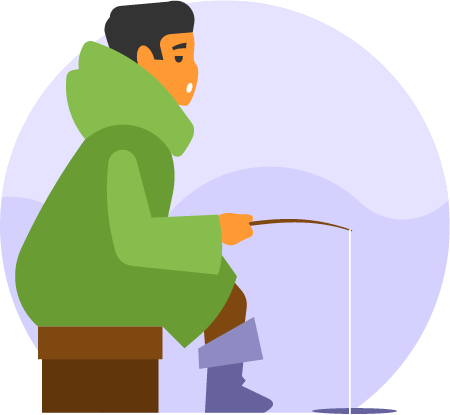 Winter Fishing Through Ice Hole
