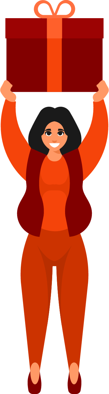 Woman Carrying a Gift Overhead