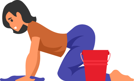 Woman Cleaning Floor Thoroughly