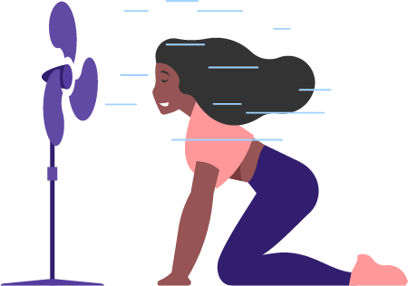 Woman Cooling Herself by Fan