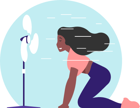 Woman Cooling Herself by Fan