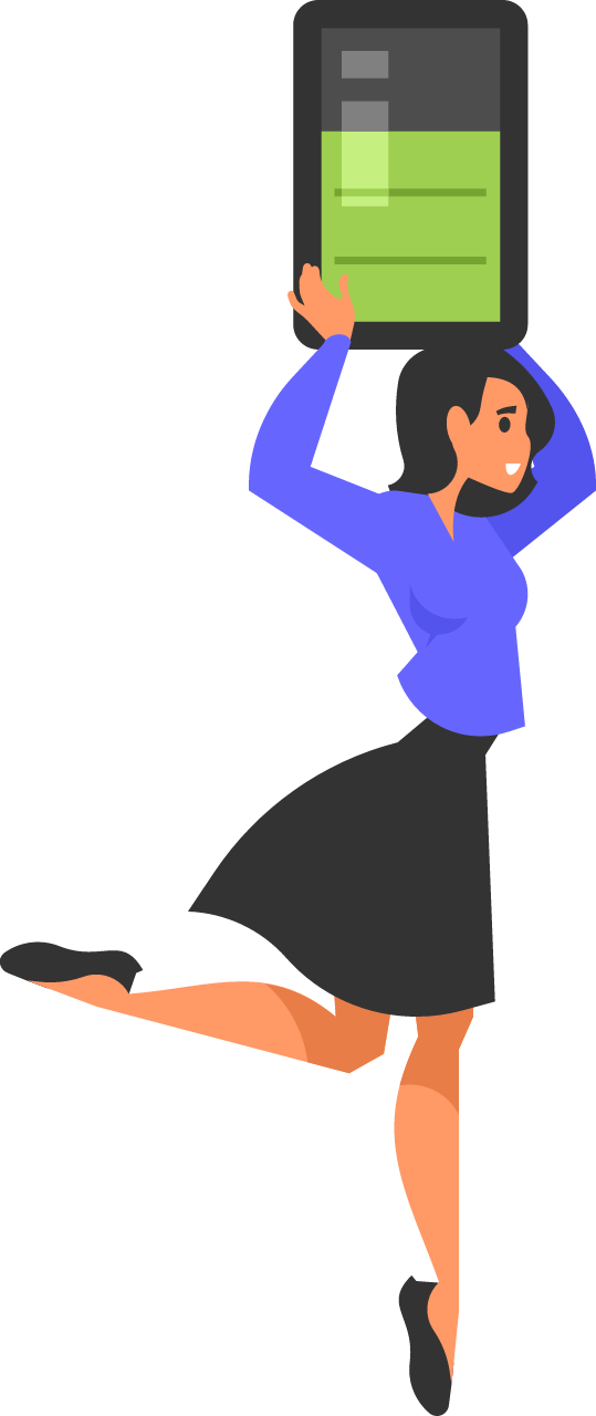Woman Displaying Charged Battery Indicator