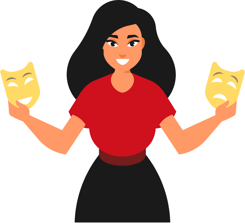 Woman Displaying Theatre Mask of Expressions