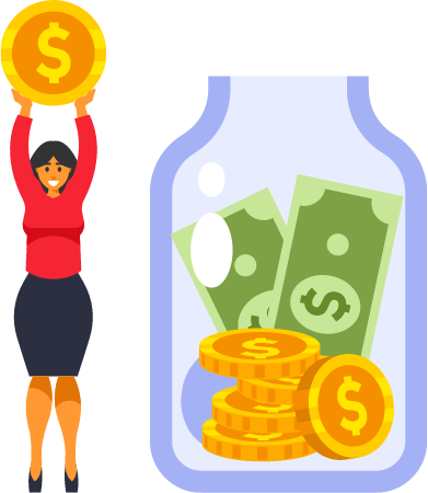 Woman Donating Funds into Jar