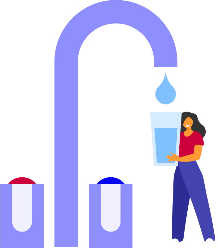 Woman Drinking Clean Water from Faucet