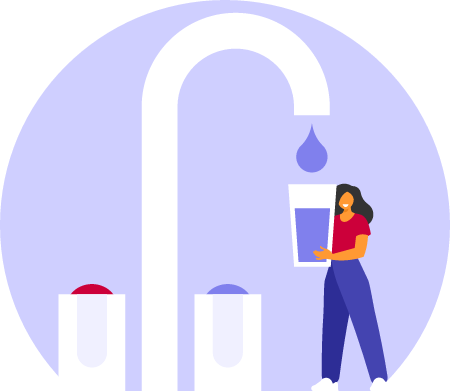 Woman Drinking Clean Water from Faucet