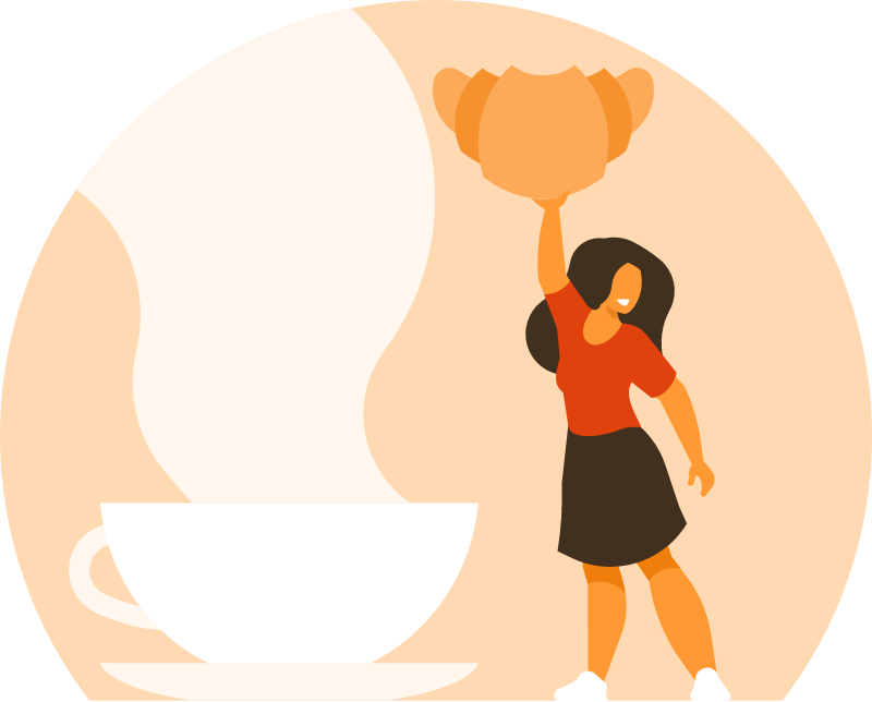 Woman Enjoying Coffee and Croissant