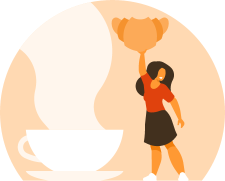 Woman Enjoying Coffee and Croissant