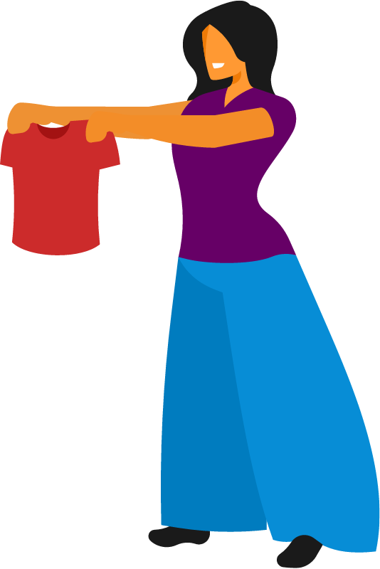 Woman Hanging Fresh Laundry Outdoors