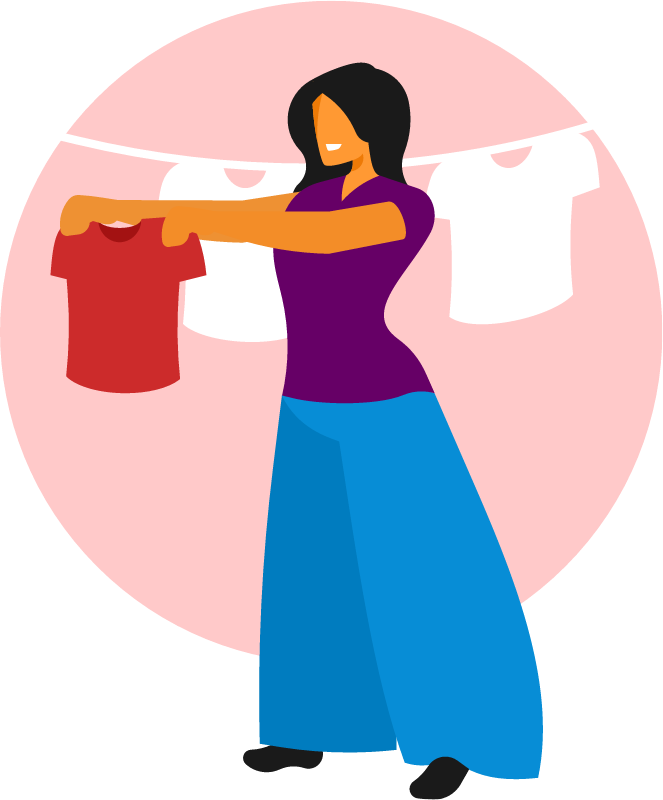 Woman Hanging Fresh Laundry Outdoors