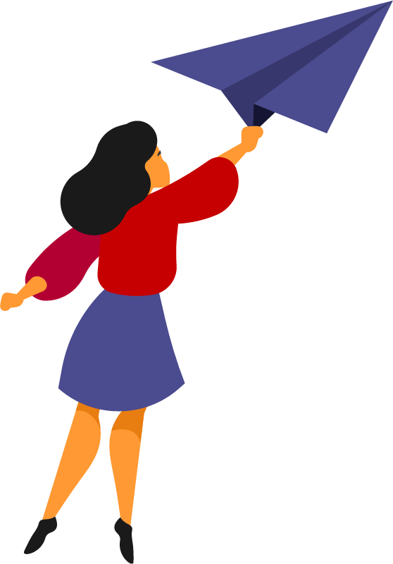 Woman Holding and Throwing Paper Plane
