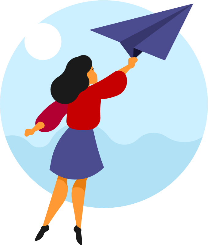 Woman Holding and Throwing Paper Plane