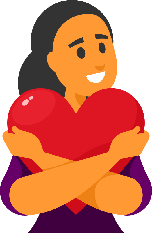 Woman Hugging Symbolic Heart
