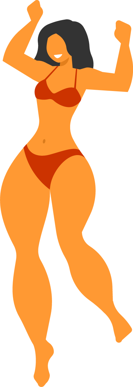 Woman in Red Bikini Dancing Cheerfully