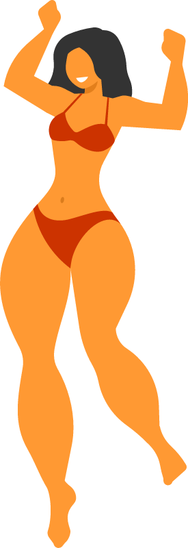 Woman in Red Bikini Dancing Cheerfully