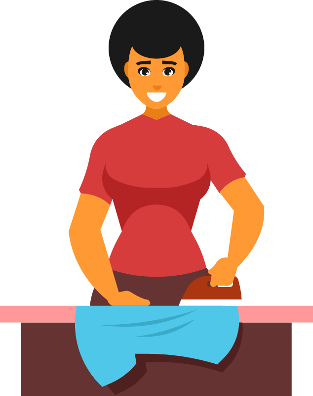 Woman ironing clothes at home