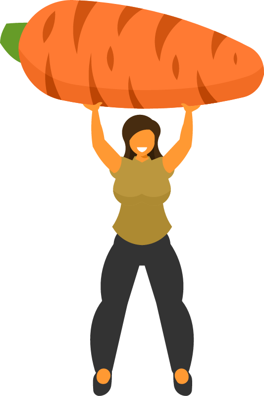 Woman Lifting a Large Carrot
