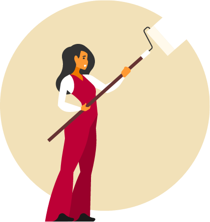 Woman Painting Wall in Renovation 