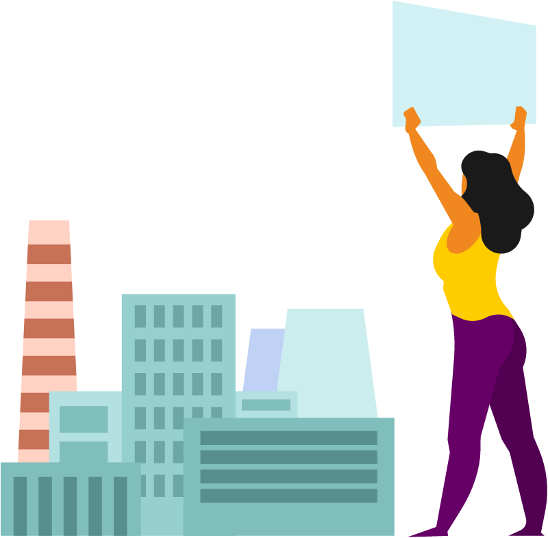 Woman Protesting with Banner