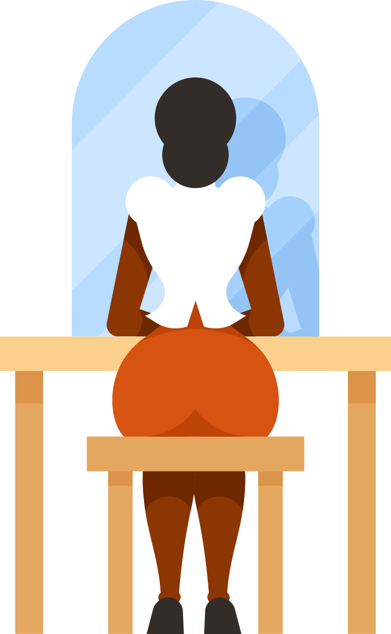 Woman Reflecting in Mirror