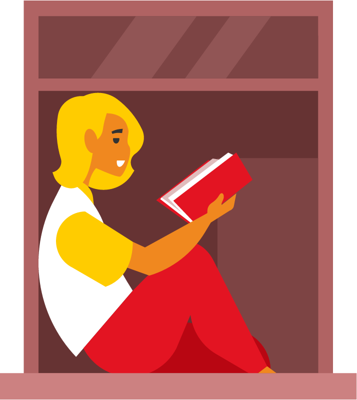 Woman Relaxing with a Good Book by Window