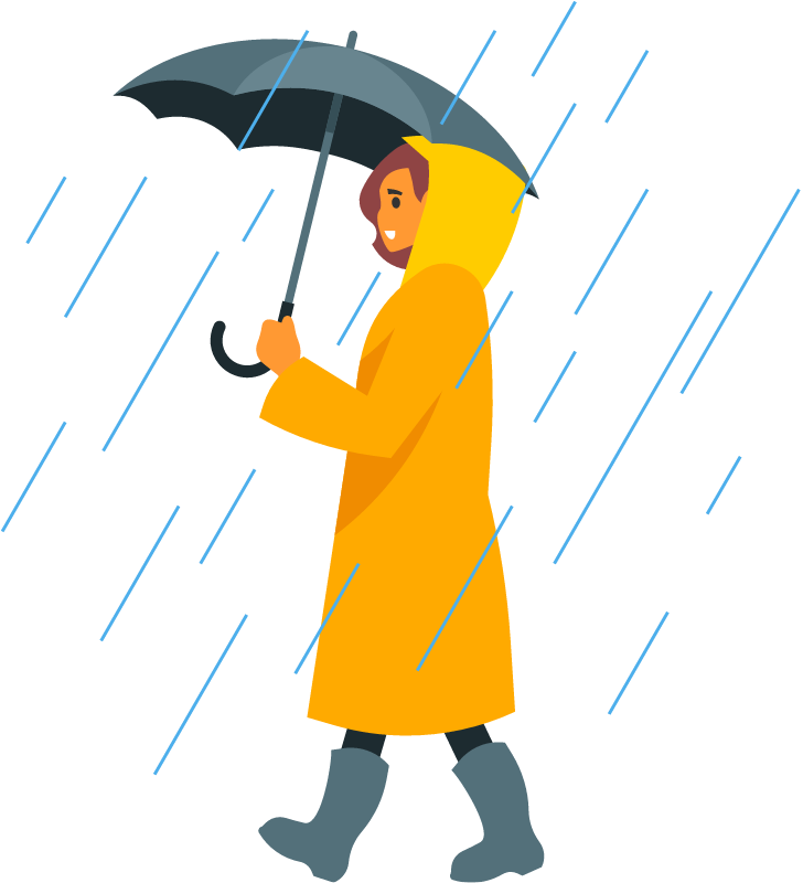 Woman Shielding Herself from Rain