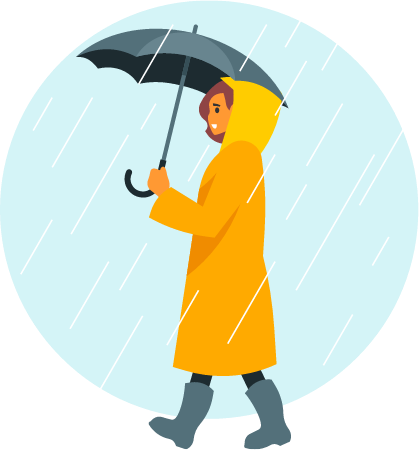 Woman Shielding Herself from Rain