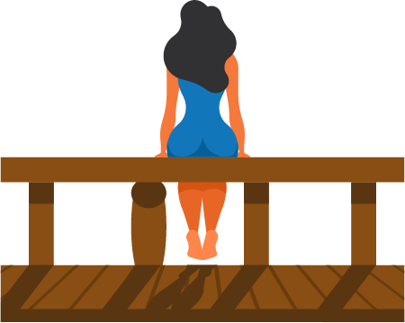 Woman Sitting on Parapet 