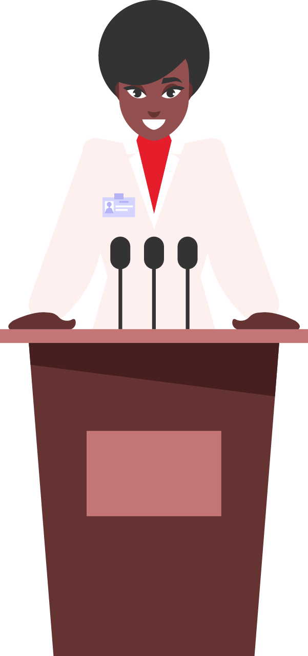 Woman Speaking from Stage to Audience