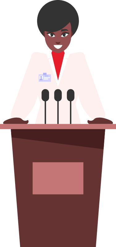 Woman Speaking from Stage to Audience