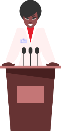 Woman Speaking from Stage to Audience