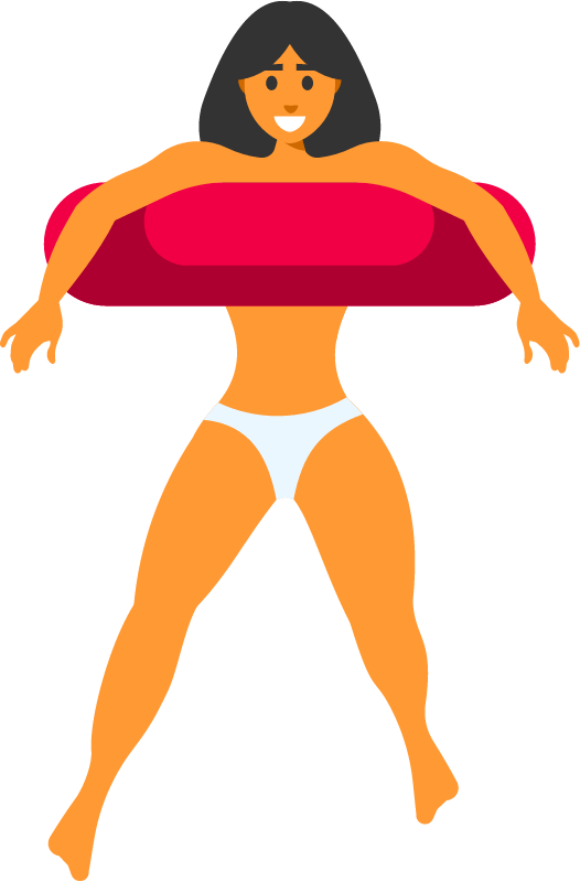 Woman Swimming with Lifebuoy in the Sea