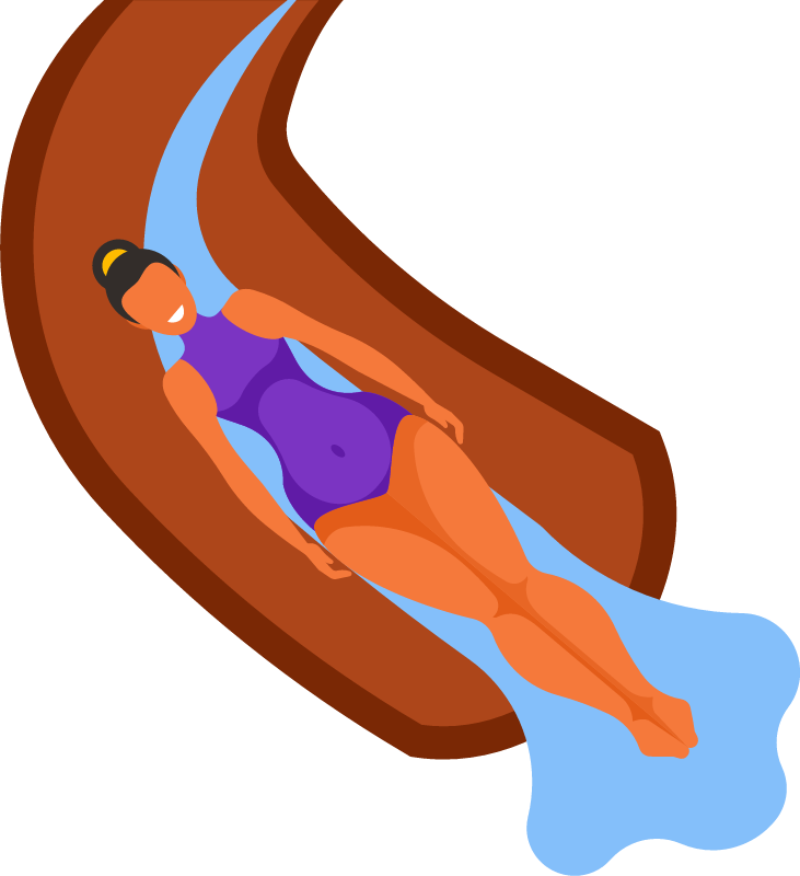 Woman Thrilling Ride on Water Slide
