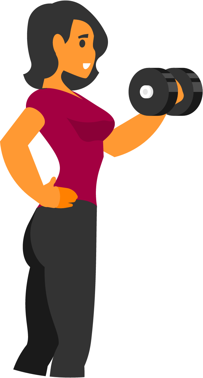 Woman Training with Dumbbells