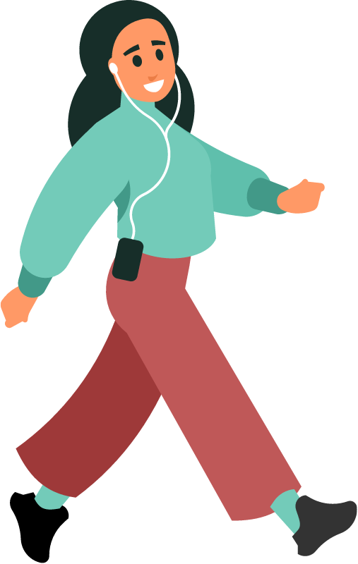 Woman with Earphones Enjoying Music