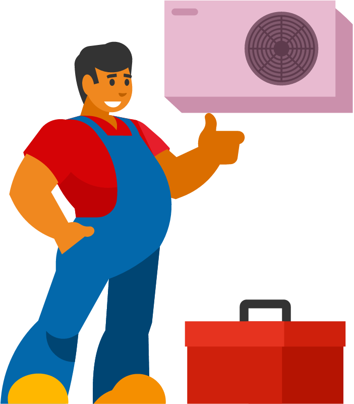Worker Fixing Air Conditioner Unit
