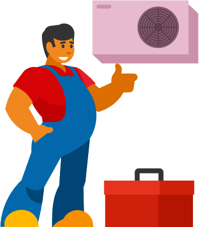 Worker Fixing Air Conditioner Unit