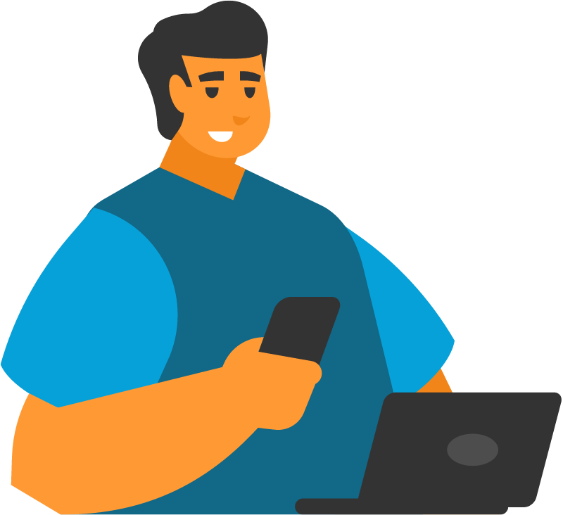 Worker Multitasking with Smartphone and Laptop