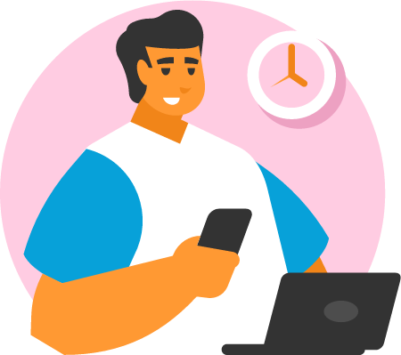 Worker Multitasking with Smartphone and Laptop
