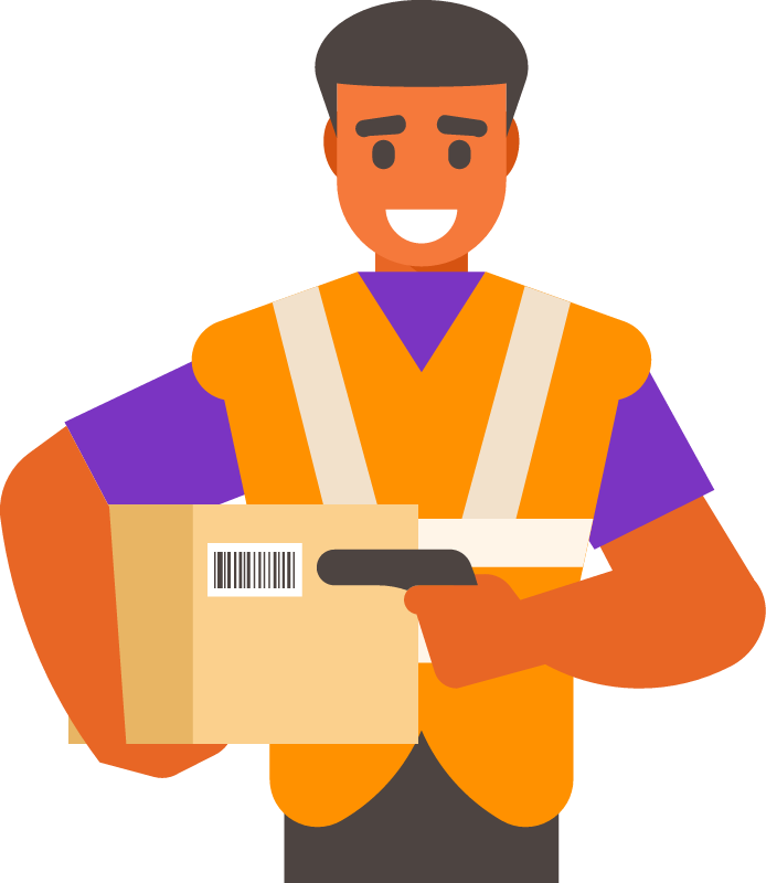 Worker Scanning Barcode on Parcel