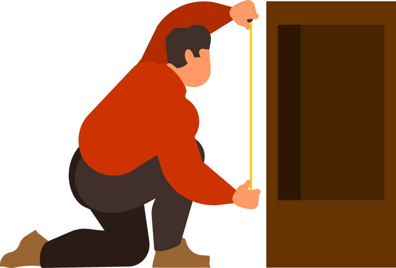 Worker Taking Measurements with Tape