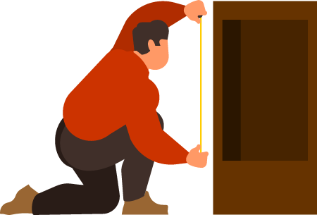 Worker Taking Measurements with Tape