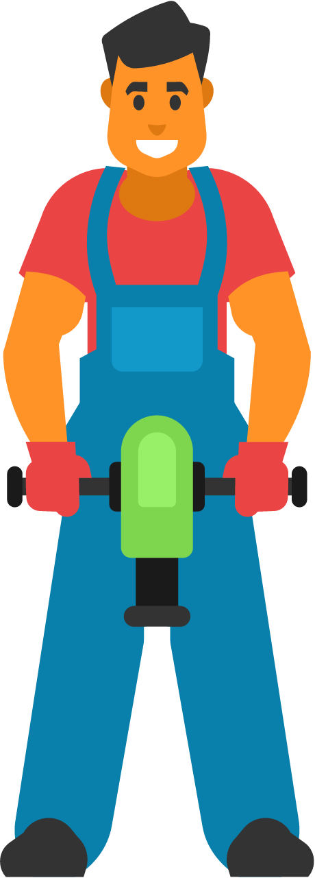 Worker Using Jackhammer for Construction