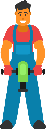 Worker Using Jackhammer for Construction
