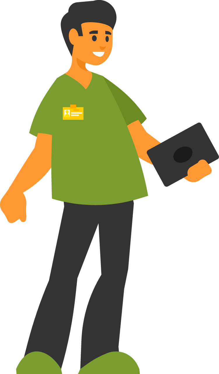 Worker Using Tablet for Tasks